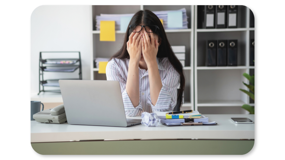 A frustrated employee suffers due to her company's non-supportive company culture