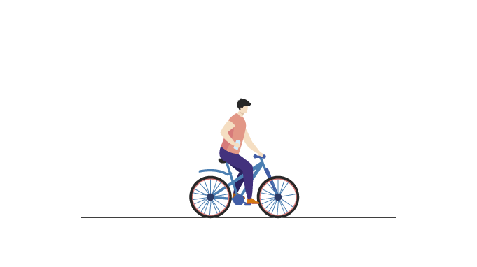 Un employé effectuant le défi de vélo dans le cadre des jeux de bien-être Fun Vendredi.