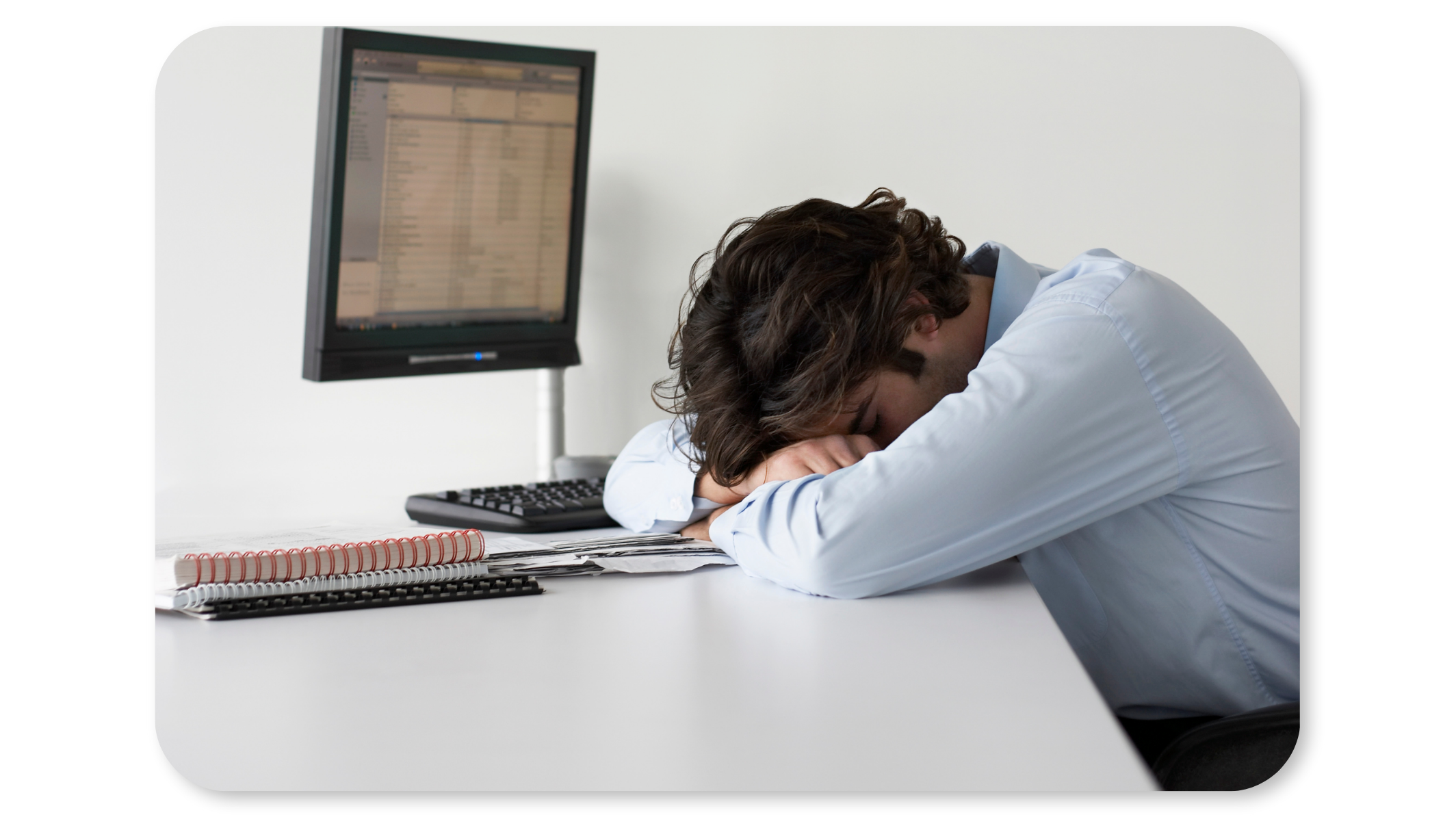 Employee practises restorative pose