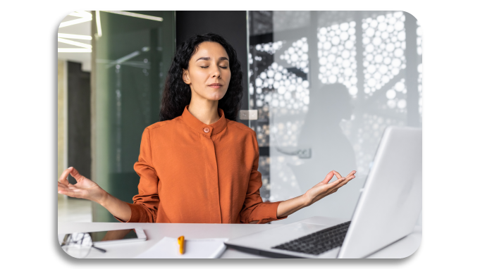 Employee taking a break at work to meditate