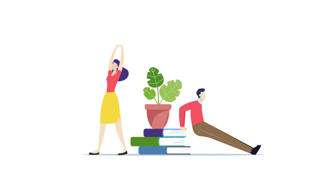 employees stretching at workplace