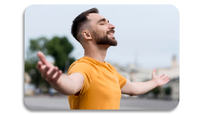 Mans breathing improves after practicing yoga