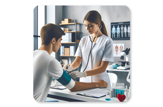 Doctor examines a patient