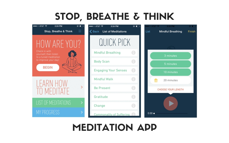 Stop, Breathe & Think App Interface