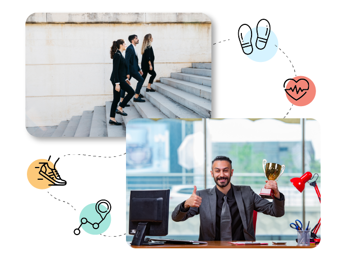 Des employés participant au Défi de Pas dans le cadre des jeux de bien-être Fun Vendredi.