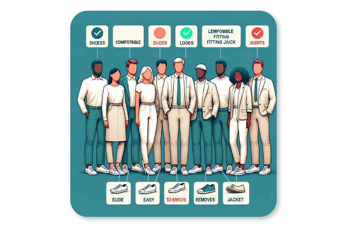 Pictorial explanation on what to wear for an employee health screening