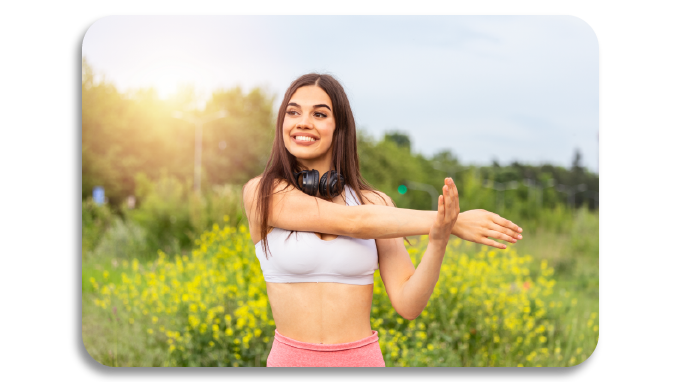 Woman practicing yoga out of work