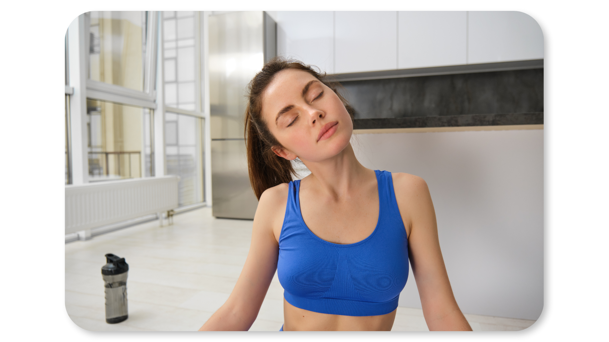 Woman practises neck roll